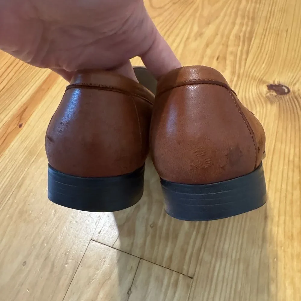 Johnston & Murphy Cresswellven Loafers Shoes 20-8470 Cognac Sz 9.5 M SheepSkin